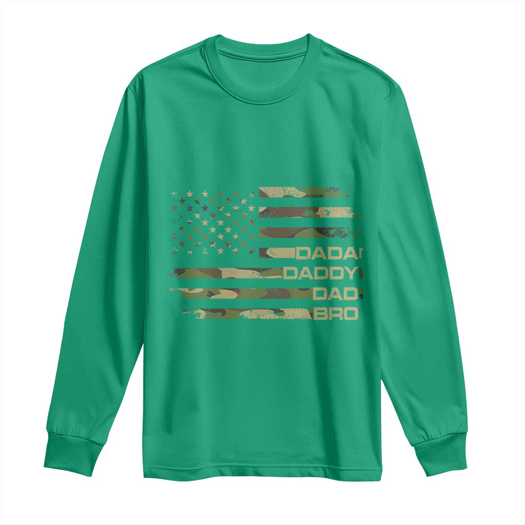Dada Daddy Dad Bro Camo American Flag Long Sleeve Shirt Patriotic Fathers Day Gift