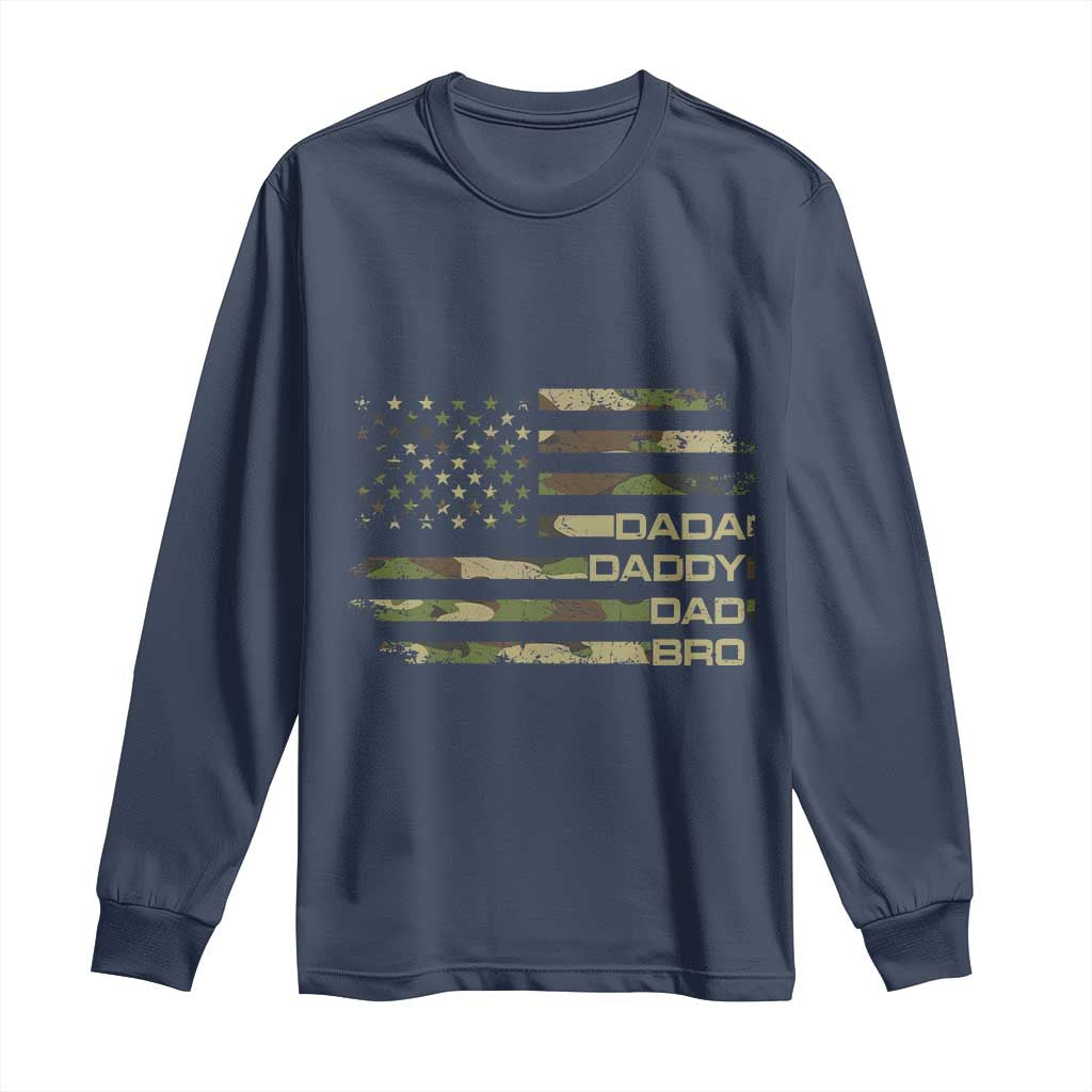 Dada Daddy Dad Bro Camo American Flag Long Sleeve Shirt Patriotic Fathers Day Gift