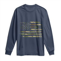 Dada Daddy Dad Bro Camo American Flag Long Sleeve Shirt Patriotic Fathers Day Gift