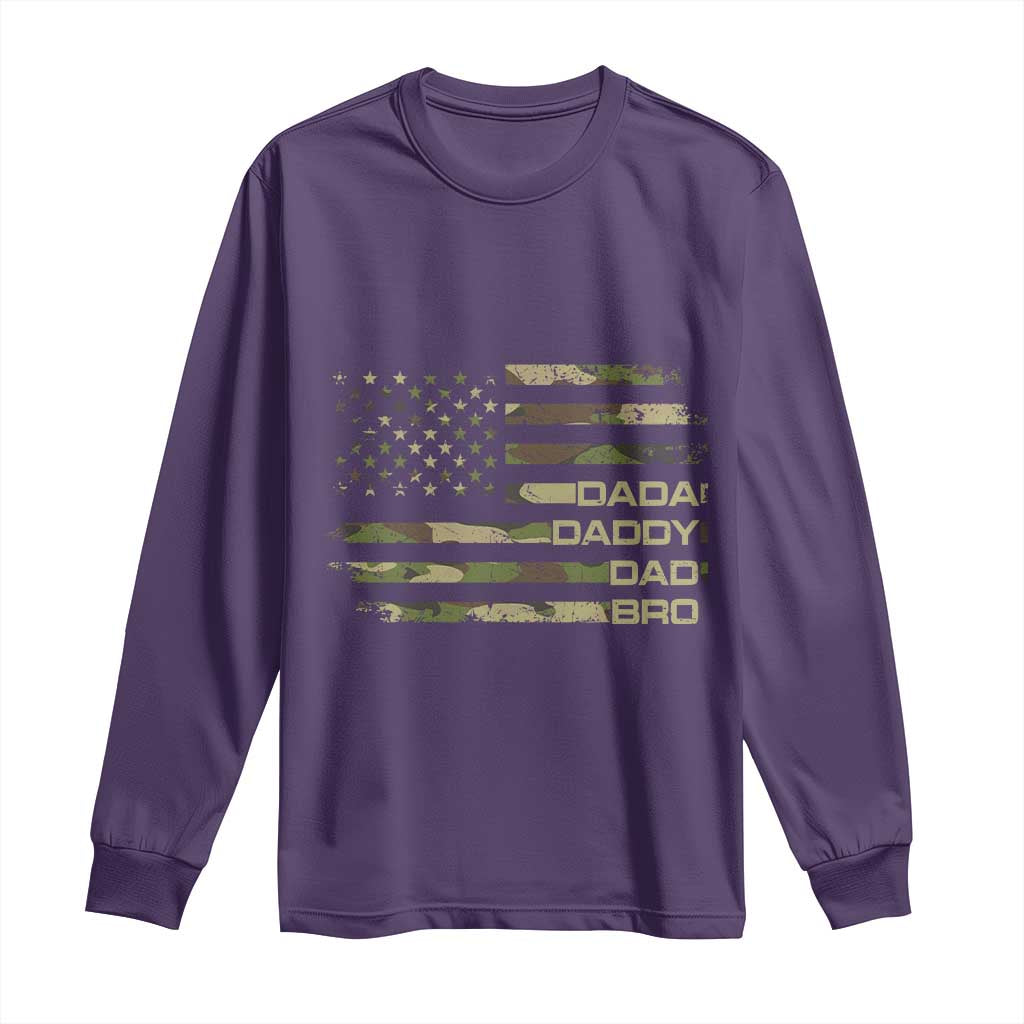 Dada Daddy Dad Bro Camo American Flag Long Sleeve Shirt Patriotic Fathers Day Gift