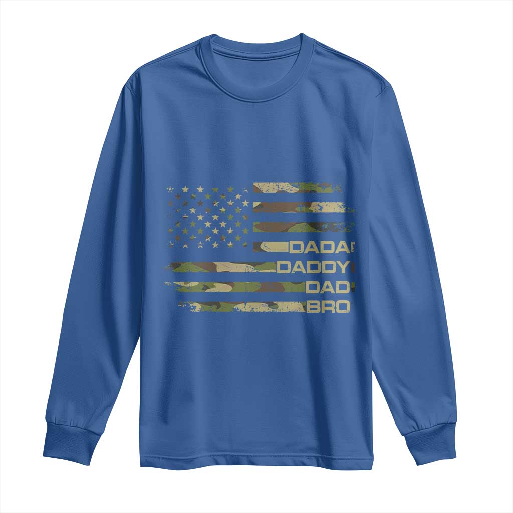 Dada Daddy Dad Bro Camo American Flag Long Sleeve Shirt Patriotic Fathers Day Gift