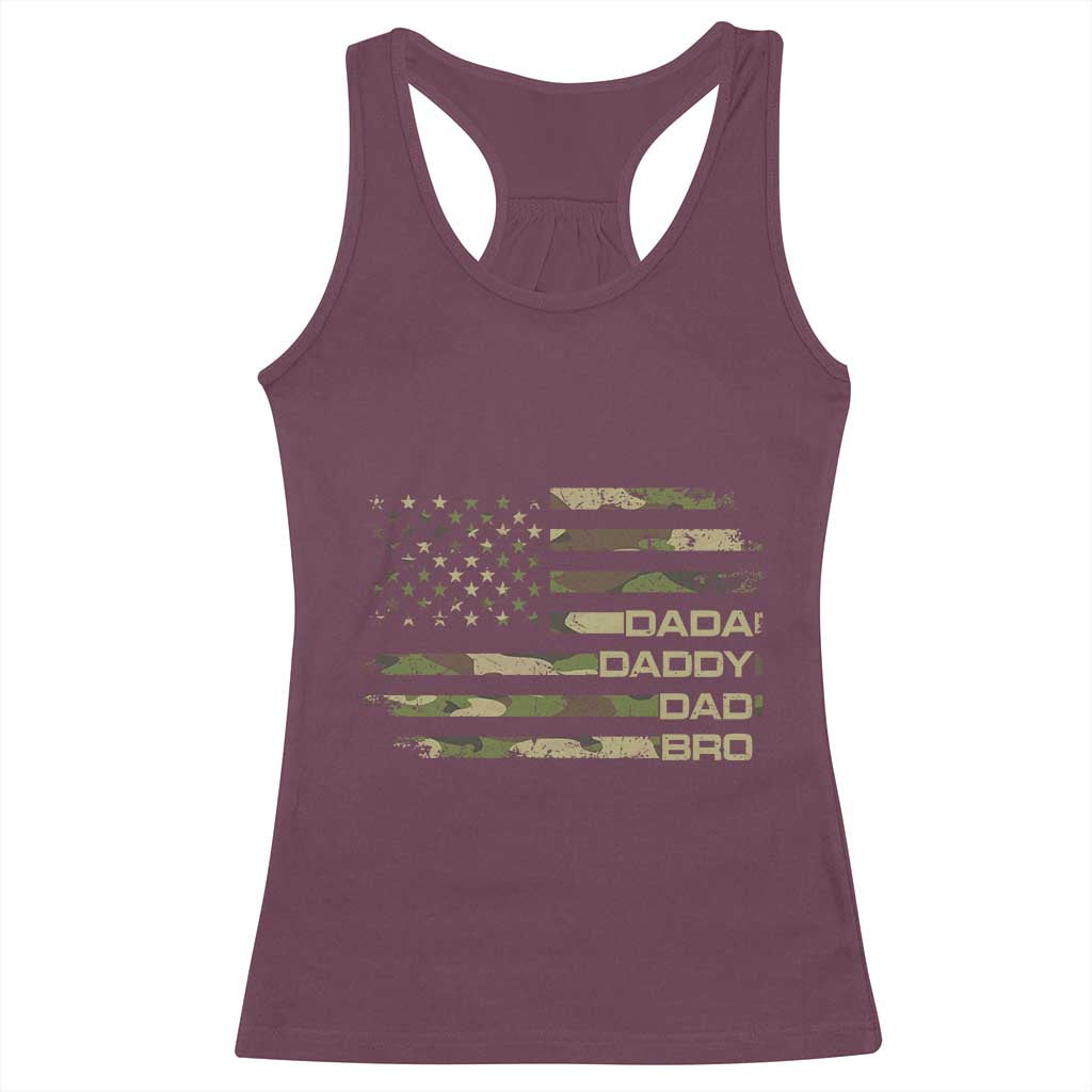 Dada Daddy Dad Bro Camo American Flag Racerback Tank Top Patriotic Fathers Day Gift