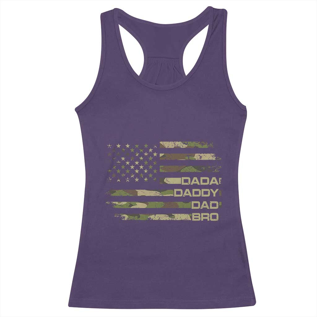 Dada Daddy Dad Bro Camo American Flag Racerback Tank Top Patriotic Fathers Day Gift
