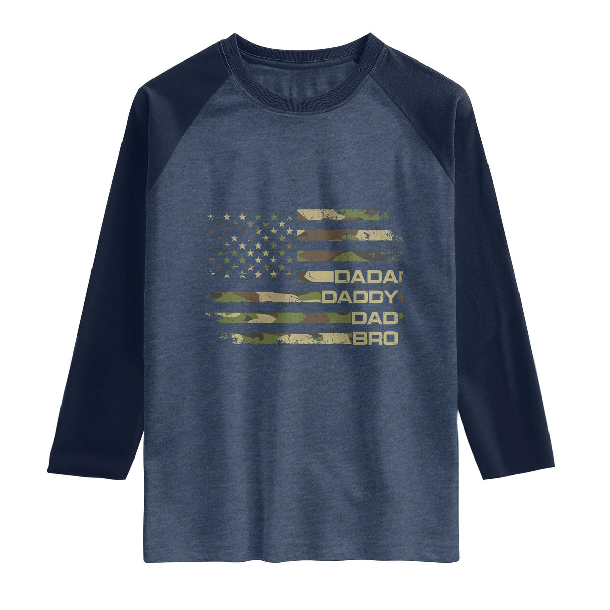Dada Daddy Dad Bro Camo American Flag Raglan Shirt Patriotic Fathers Day Gift