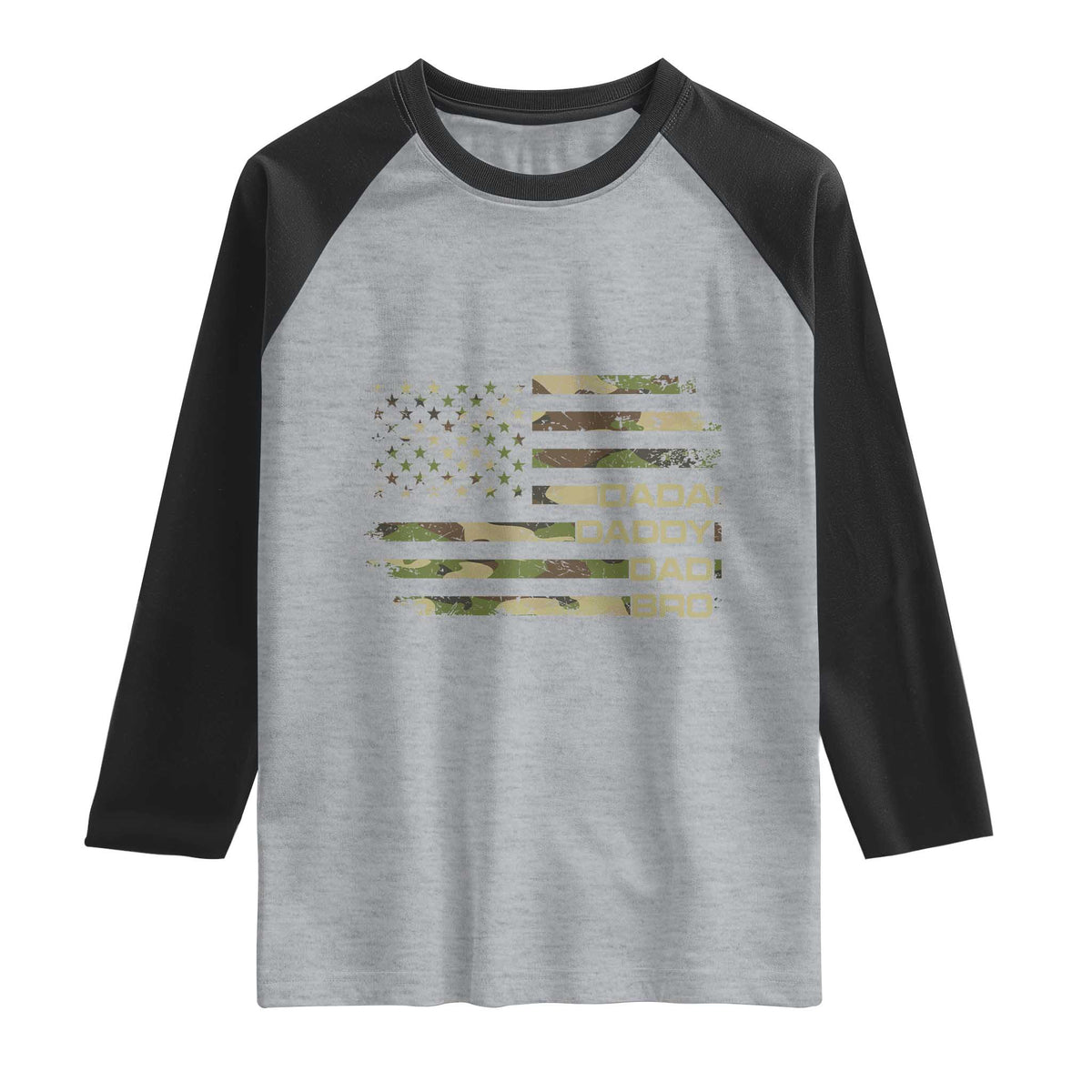 Dada Daddy Dad Bro Camo American Flag Raglan Shirt Patriotic Fathers Day Gift