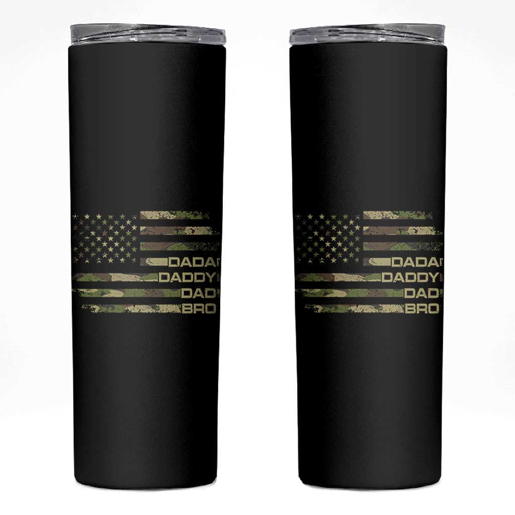 Dada Daddy Dad Bro Camo American Flag Skinny Tumbler Patriotic Fathers Day Gift