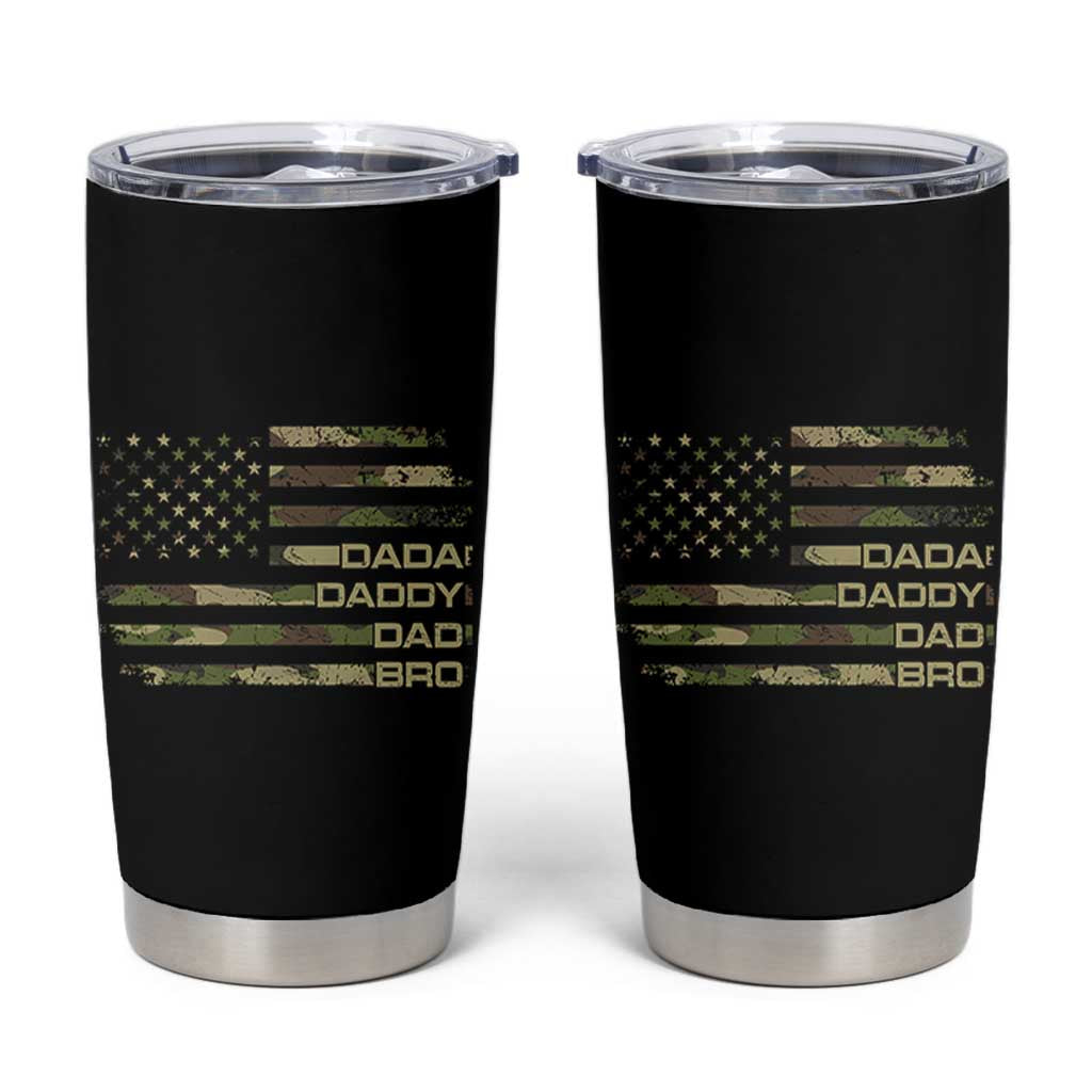 Dada Daddy Dad Bro Camo American Flag Tumbler Cup Patriotic Fathers Day Gift