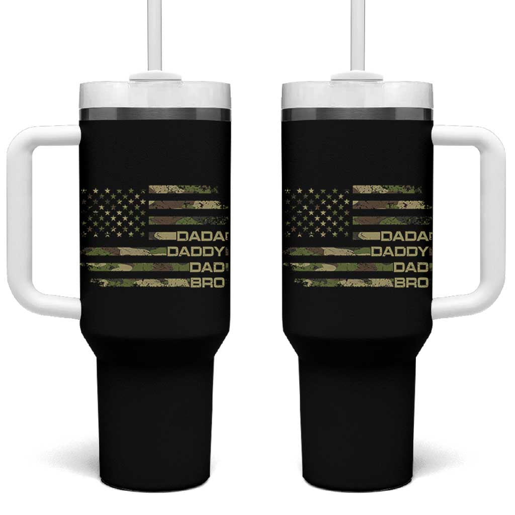 Dada Daddy Dad Bro Camo American Flag Tumbler With Handle Patriotic Fathers Day Gift
