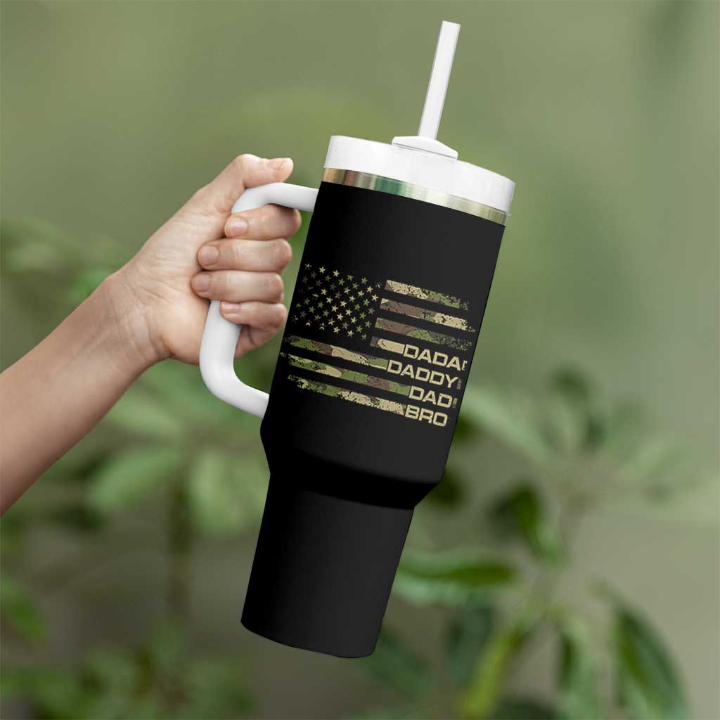 Dada Daddy Dad Bro Camo American Flag Tumbler With Handle Patriotic Fathers Day Gift