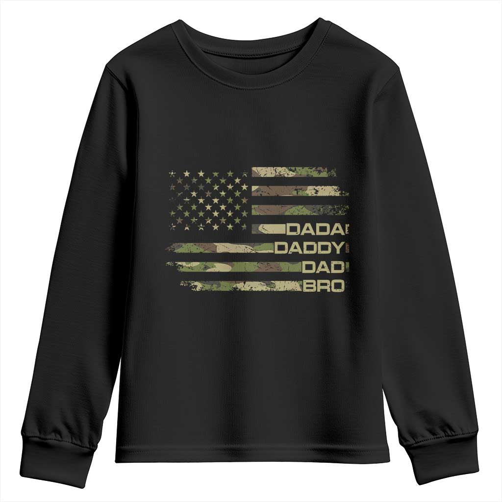 Dada Daddy Dad Bro Camo American Flag Youth Sweatshirt Patriotic Fathers Day Gift