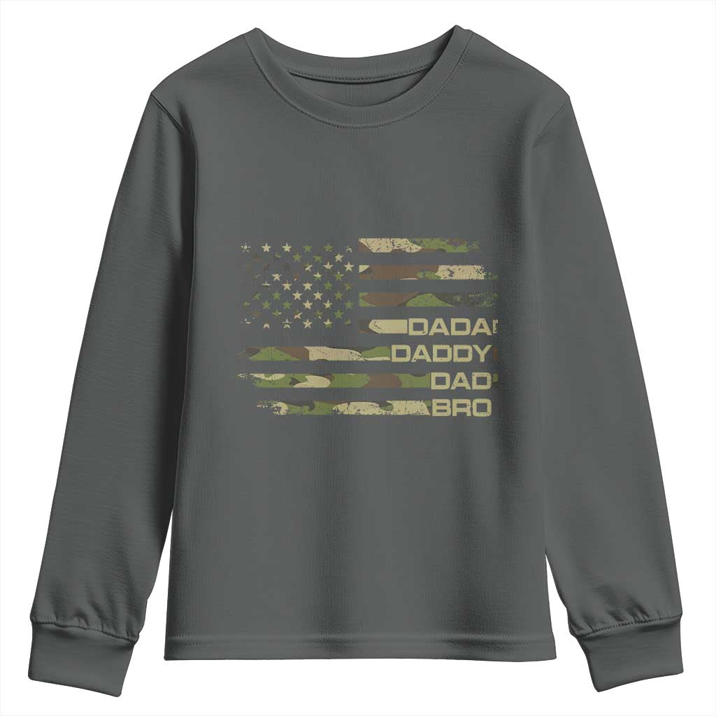 Dada Daddy Dad Bro Camo American Flag Youth Sweatshirt Patriotic Fathers Day Gift