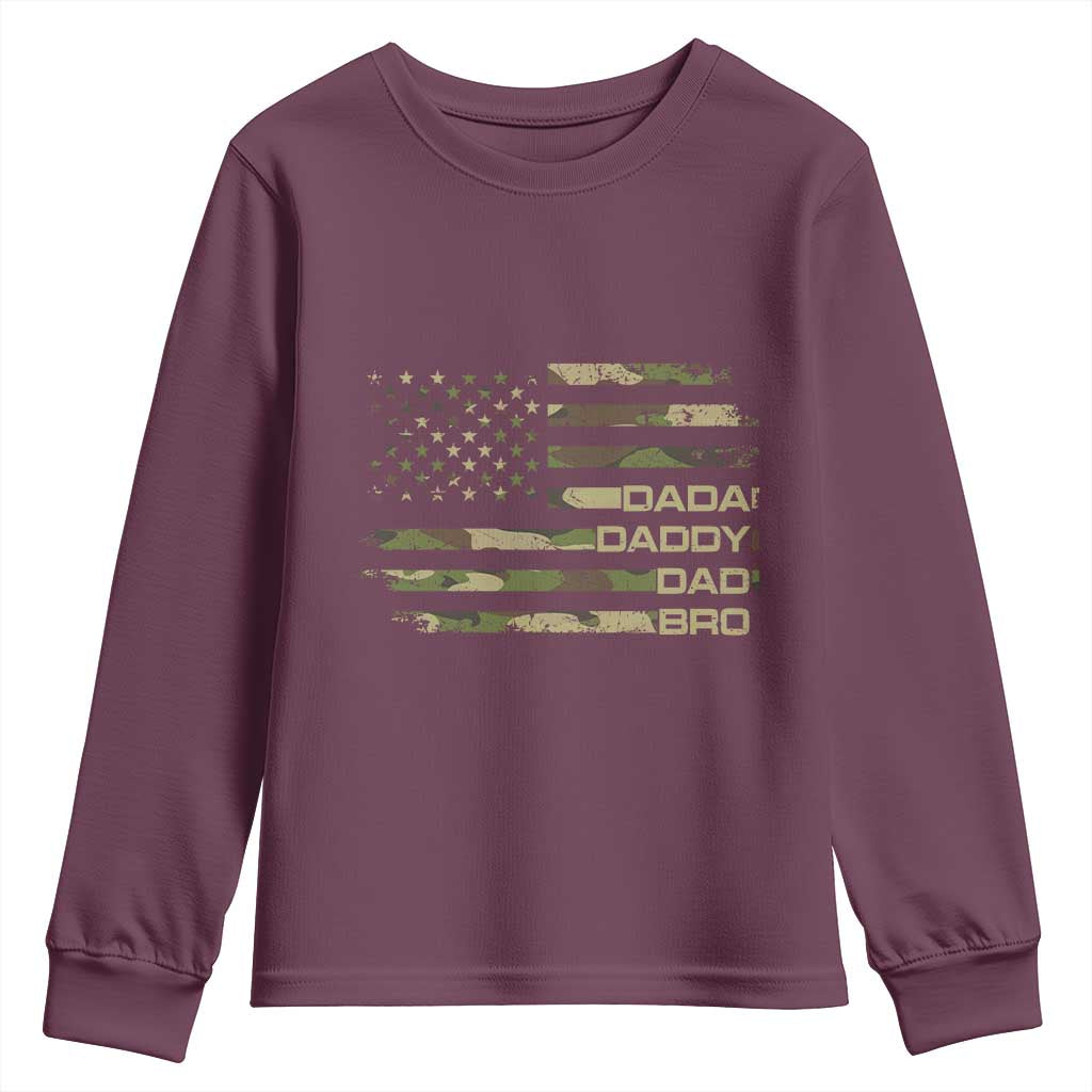 Dada Daddy Dad Bro Camo American Flag Youth Sweatshirt Patriotic Fathers Day Gift