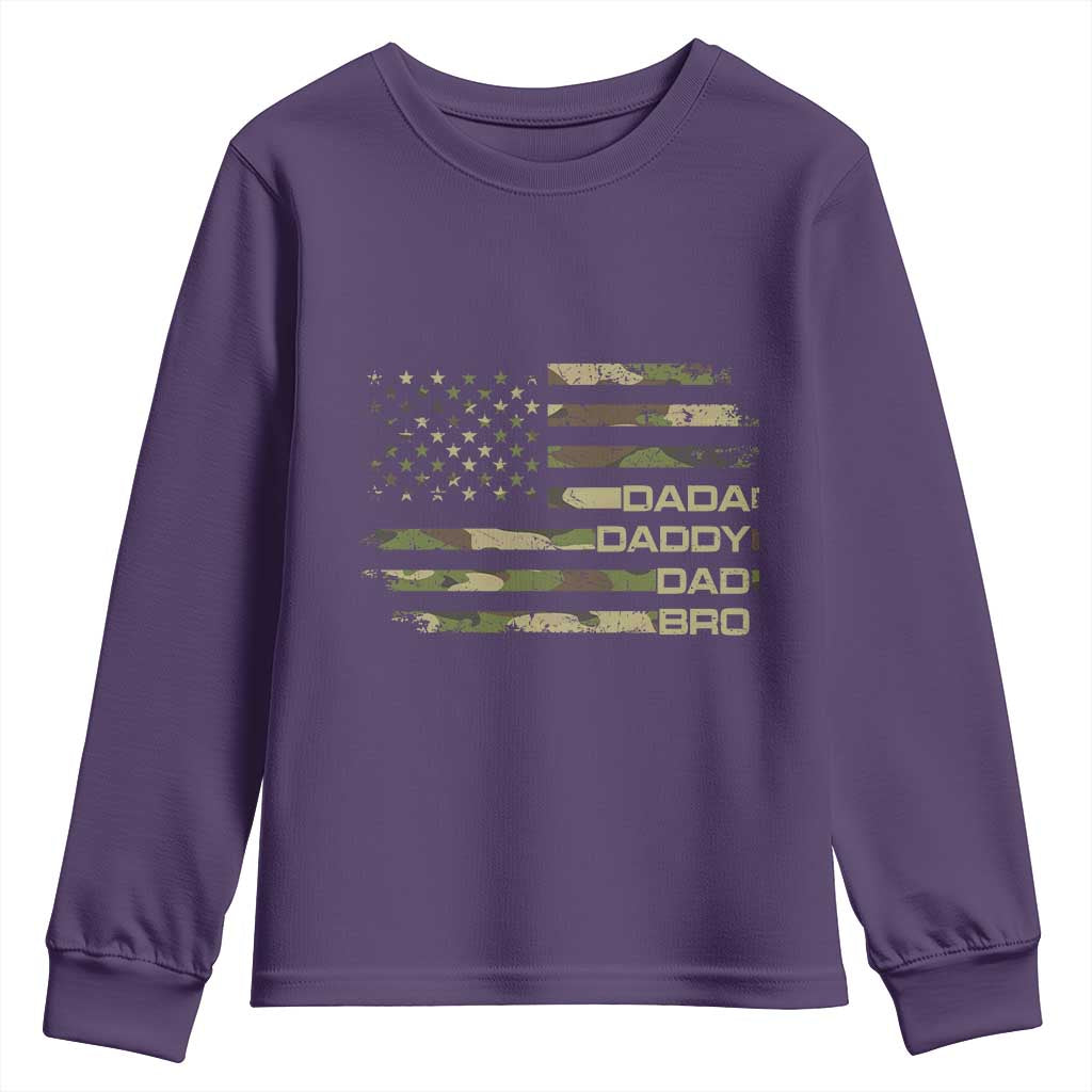 Dada Daddy Dad Bro Camo American Flag Youth Sweatshirt Patriotic Fathers Day Gift