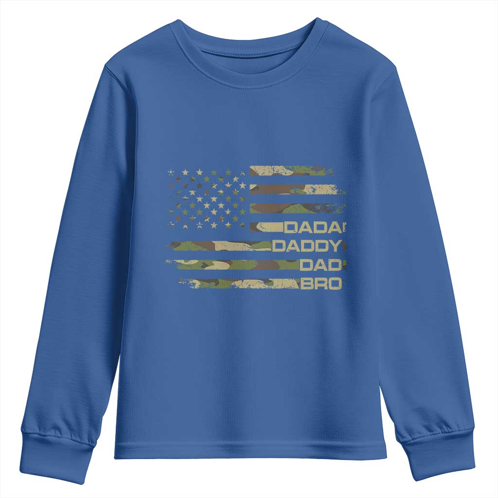 Dada Daddy Dad Bro Camo American Flag Youth Sweatshirt Patriotic Fathers Day Gift