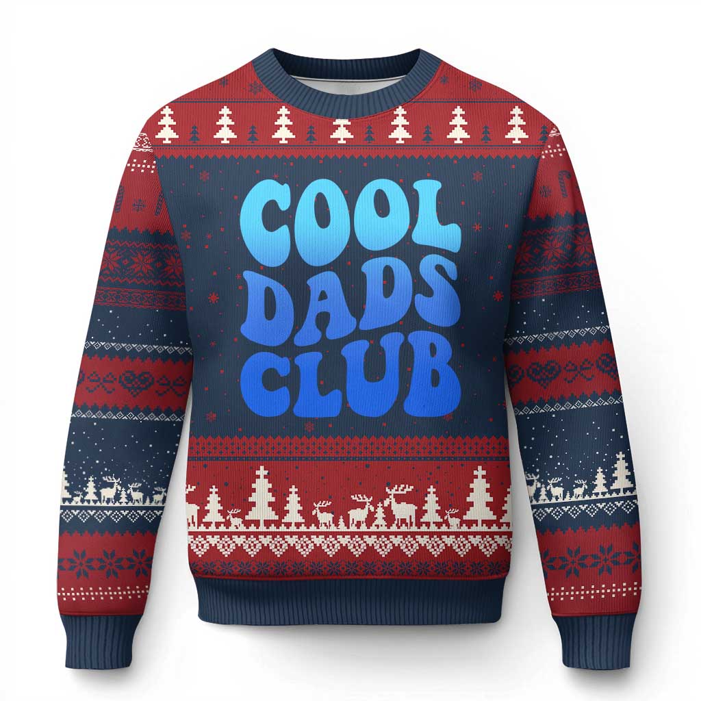 Cool Dads Club Blue Typography Ugly Christmas Sweater Fathers Day Gift