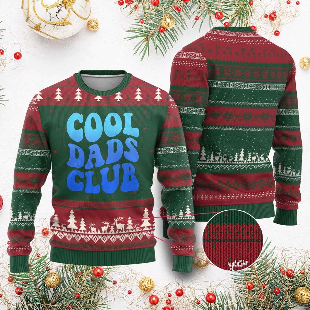 Cool Dads Club Blue Typography Ugly Christmas Sweater Fathers Day Gift