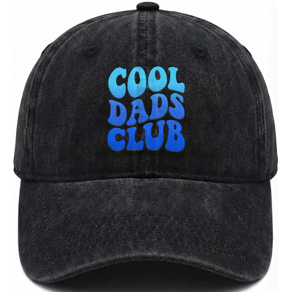 Cool Dads Club Blue Typography Washed Cotton Baseball Cap Fathers Day Gift