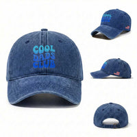 Cool Dads Club Blue Typography Washed Cotton Baseball Cap Fathers Day Gift