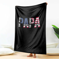 Vintage American Flag Papa The Man The Myth The Legend Throw Blanket Fathers Day Gift