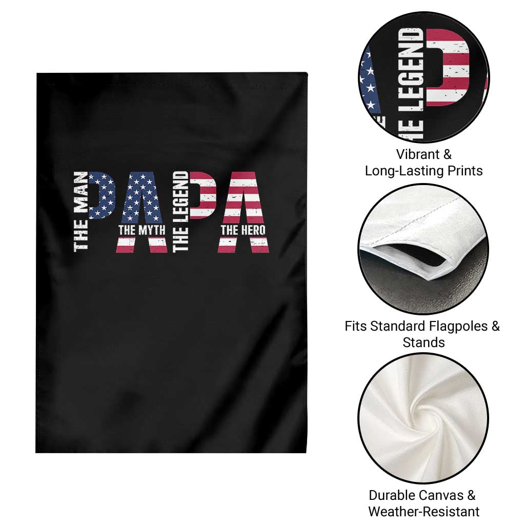 Vintage American Flag Papa The Man The Myth The Legend Garden Flag Fathers Day Gift