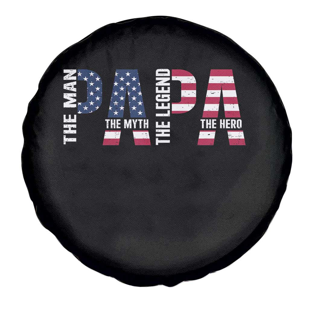 Vintage American Flag Papa The Man The Myth The Legend Spare Tire Cover Fathers Day Gift