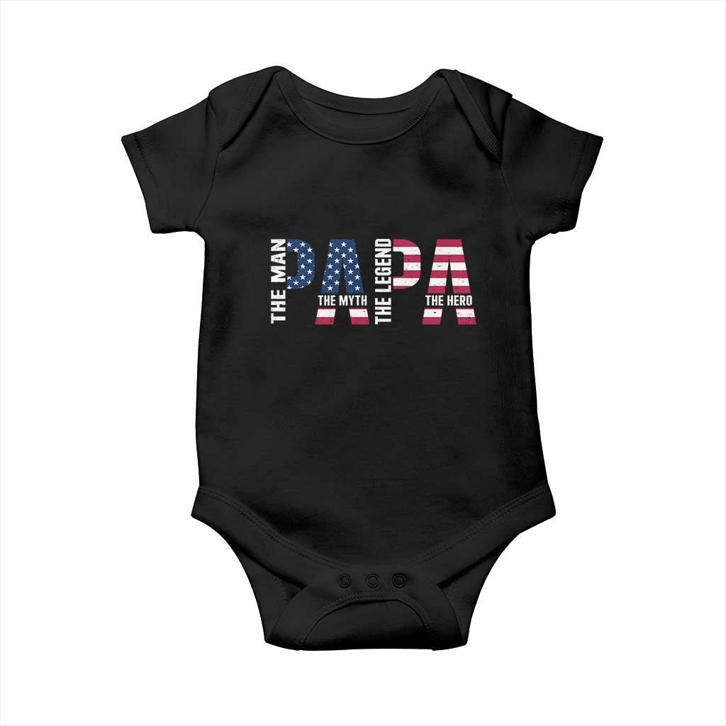 Vintage American Flag Papa The Man The Myth The Legend Baby Onesie Fathers Day Gift