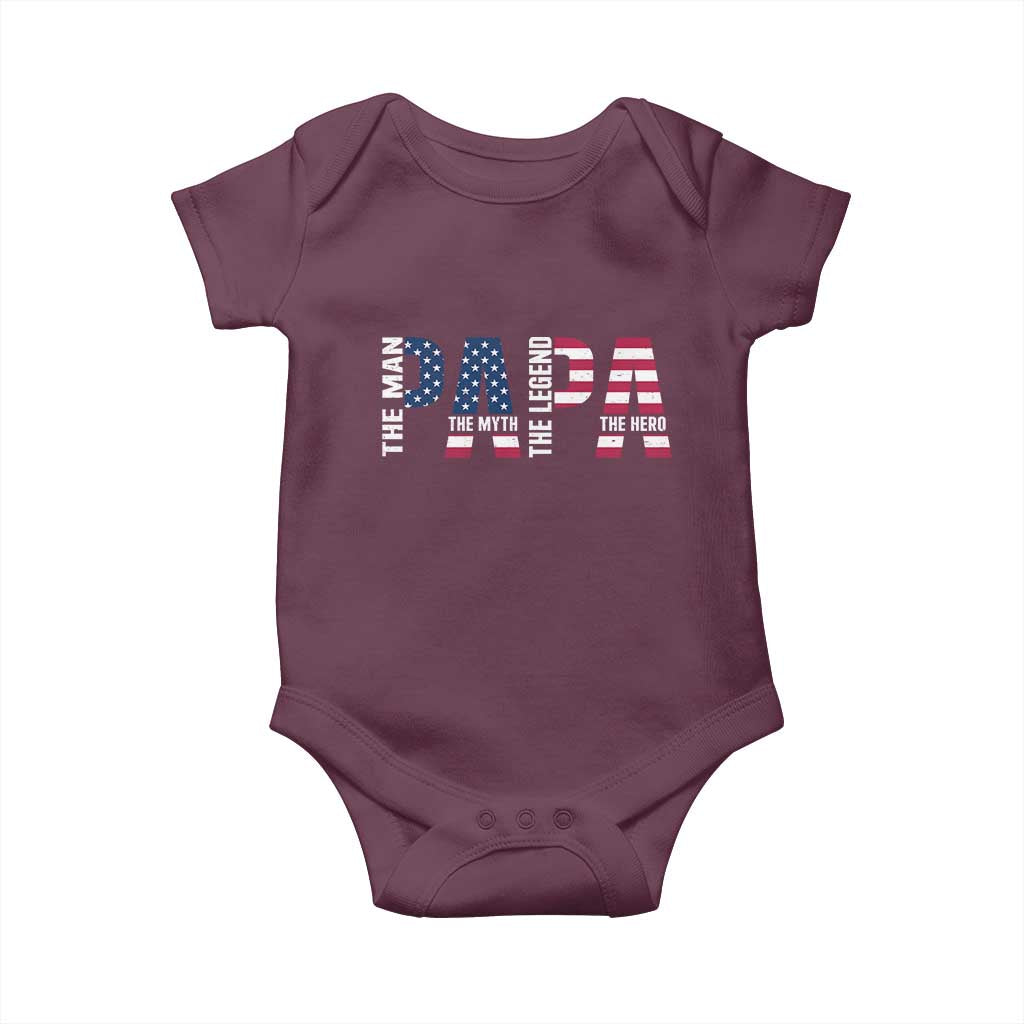Vintage American Flag Papa The Man The Myth The Legend Baby Onesie Fathers Day Gift