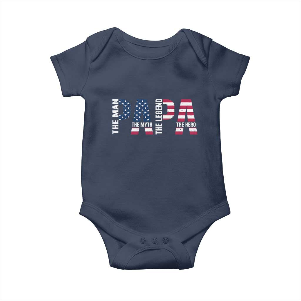 Vintage American Flag Papa The Man The Myth The Legend Baby Onesie Fathers Day Gift
