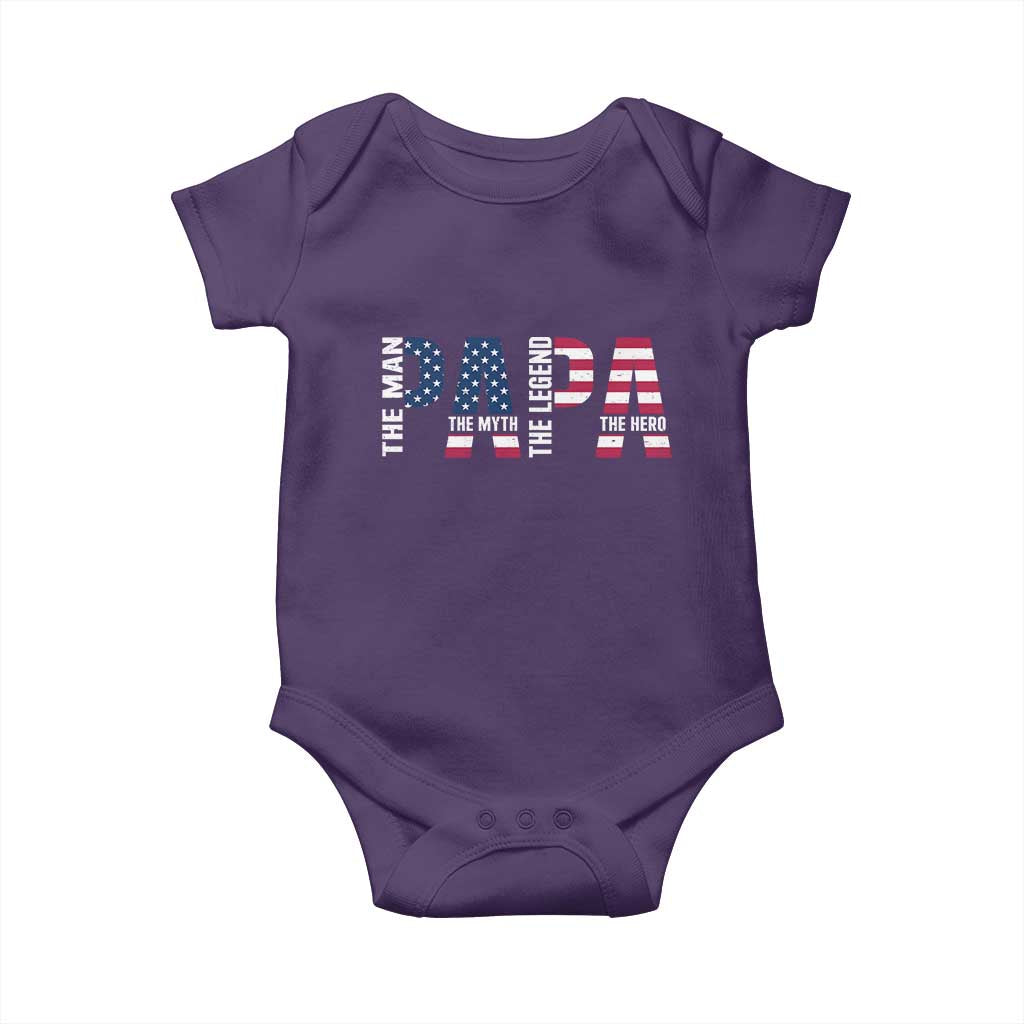 Vintage American Flag Papa The Man The Myth The Legend Baby Onesie Fathers Day Gift