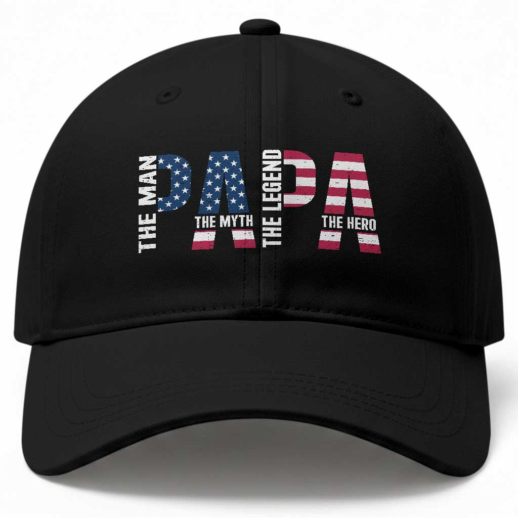 Vintage American Flag Papa The Man The Myth The Legend Baseball Cap Fathers Day Gift