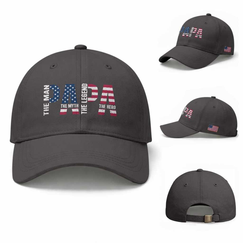 Vintage American Flag Papa The Man The Myth The Legend Baseball Cap Fathers Day Gift
