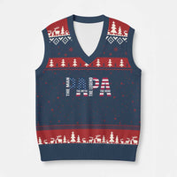 Vintage American Flag Papa The Man The Myth The Legend V-Neck Knit Sweater Vest Fathers Day Gift