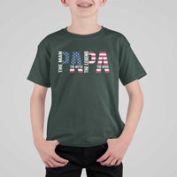 Vintage American Flag Papa The Man The Myth The Legend T Shirt For Kid Fathers Day Gift