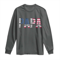 Vintage American Flag Papa The Man The Myth The Legend Long Sleeve Shirt Fathers Day Gift