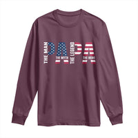 Vintage American Flag Papa The Man The Myth The Legend Long Sleeve Shirt Fathers Day Gift