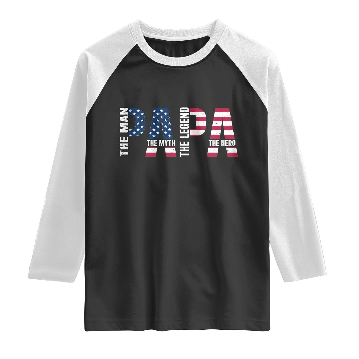 Vintage American Flag Papa The Man The Myth The Legend Raglan Shirt Fathers Day Gift