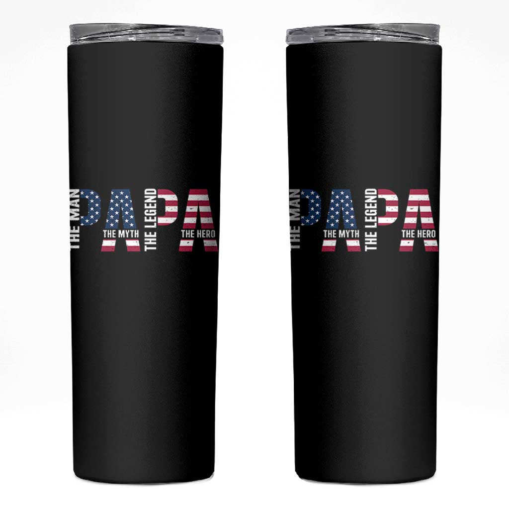 Vintage American Flag Papa The Man The Myth The Legend Skinny Tumbler Fathers Day Gift