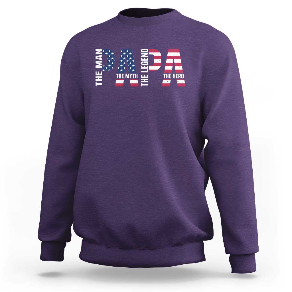 Vintage American Flag Papa The Man The Myth The Legend Sweatshirt Fathers Day Gift