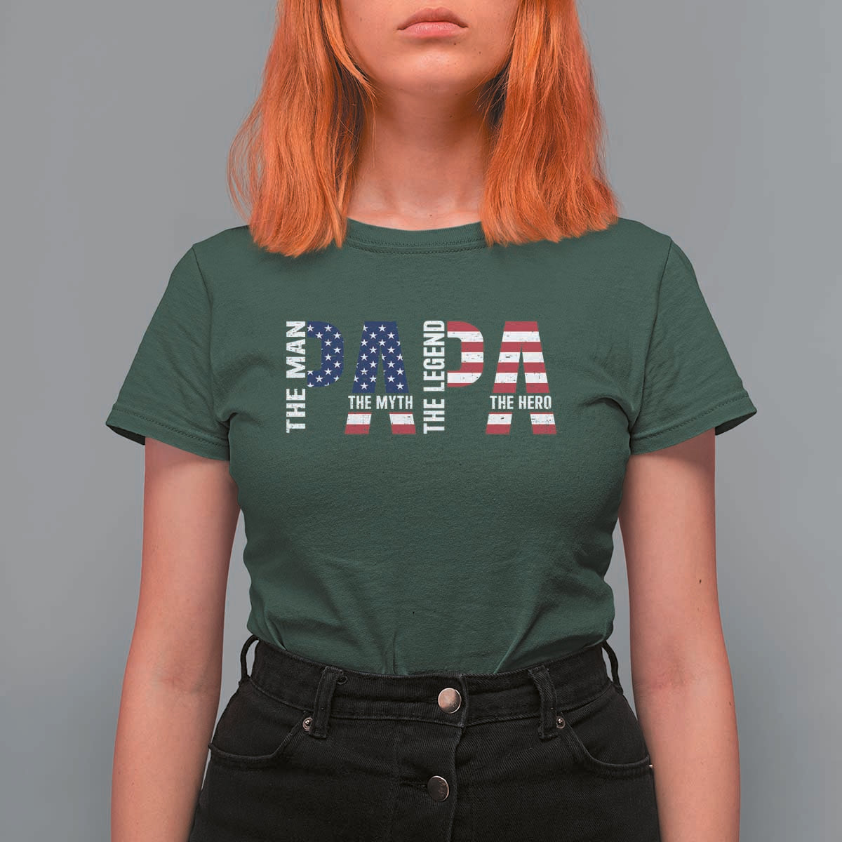Vintage American Flag Papa The Man The Myth The Legend T Shirt For Women Fathers Day Gift