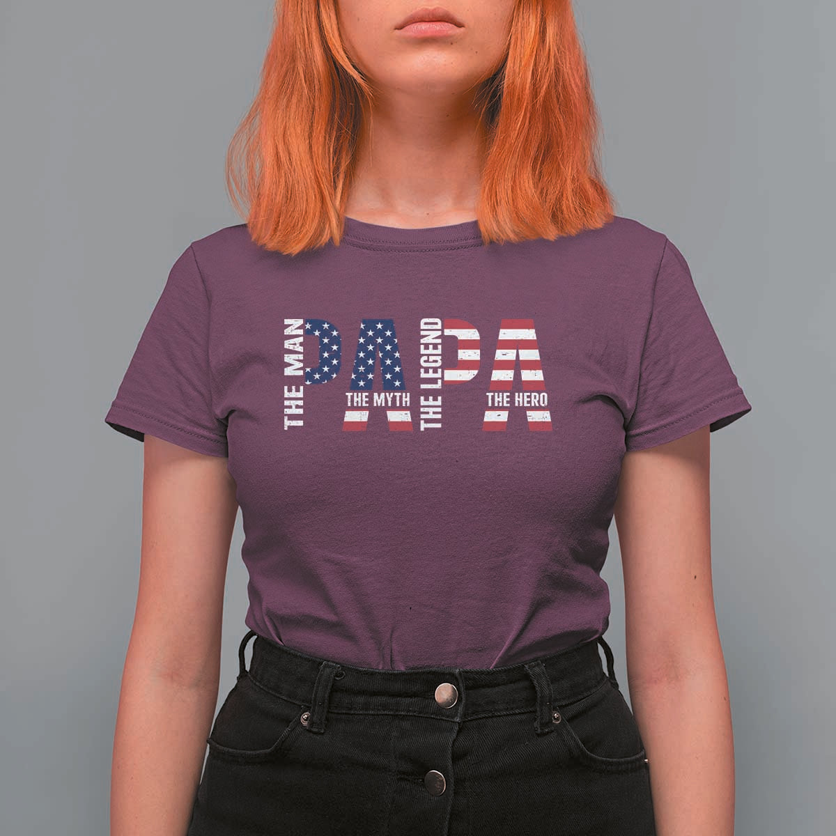 Vintage American Flag Papa The Man The Myth The Legend T Shirt For Women Fathers Day Gift