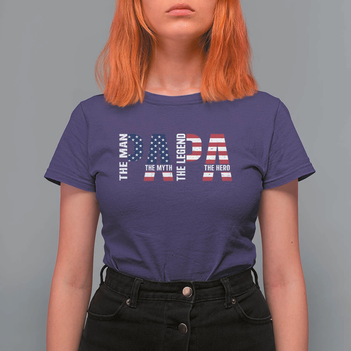 Vintage American Flag Papa The Man The Myth The Legend T Shirt For Women Fathers Day Gift