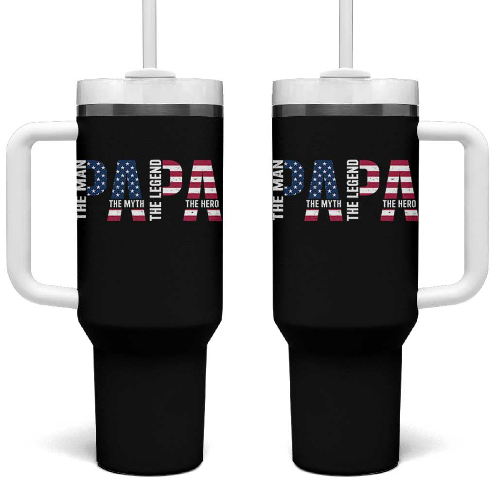 Vintage American Flag Papa The Man The Myth The Legend Tumbler With Handle Fathers Day Gift