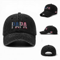 Vintage American Flag Papa The Man The Myth The Legend Washed Cotton Baseball Cap Fathers Day Gift