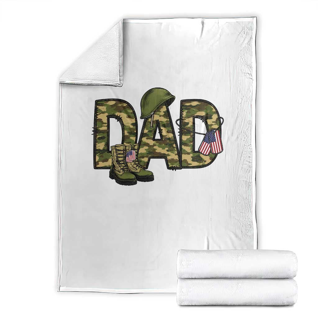 Proud Army Dad USA Flag Camo Throw Blanket Fathers Day Gift