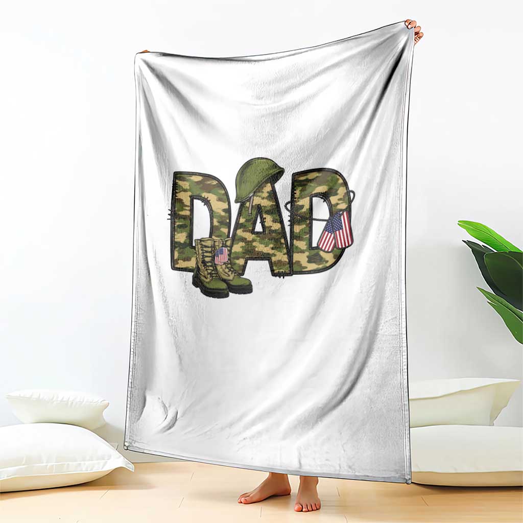 Proud Army Dad USA Flag Camo Throw Blanket Fathers Day Gift