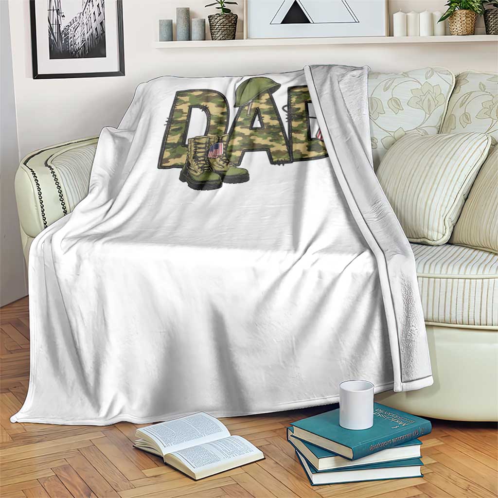 Proud Army Dad USA Flag Camo Throw Blanket Fathers Day Gift