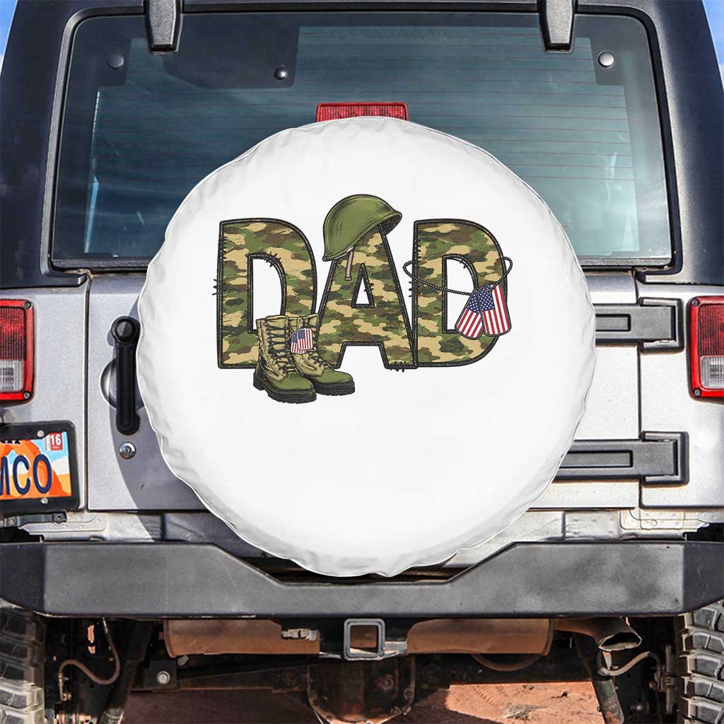 Proud Army Dad USA Flag Camo Spare Tire Cover Fathers Day Gift