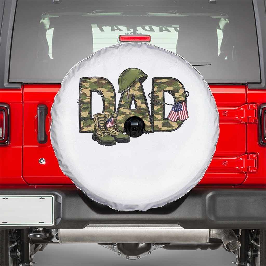 Proud Army Dad USA Flag Camo Spare Tire Cover Fathers Day Gift