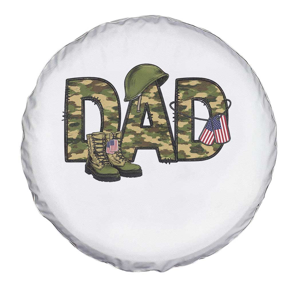 Proud Army Dad USA Flag Camo Spare Tire Cover Fathers Day Gift