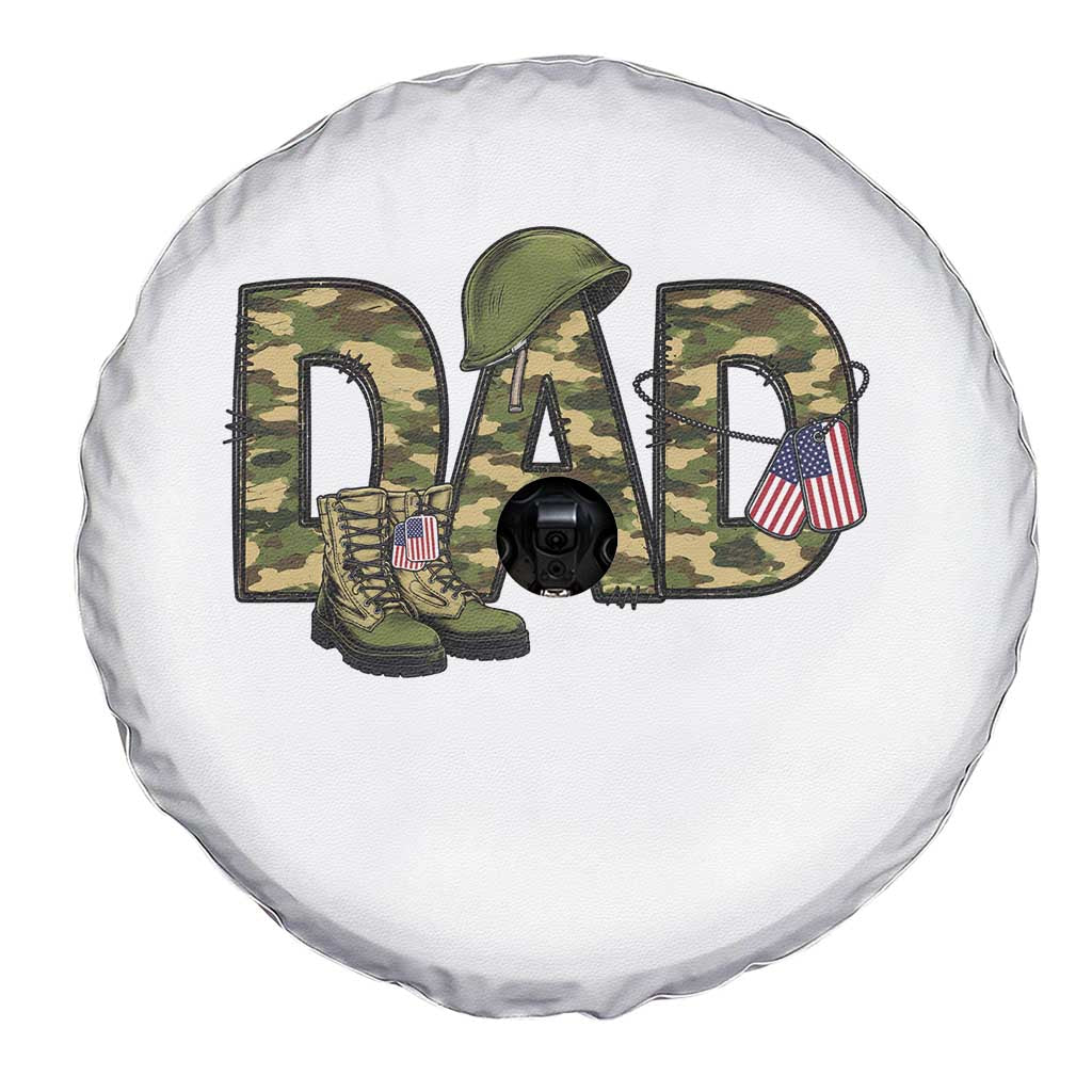 Proud Army Dad USA Flag Camo Spare Tire Cover Fathers Day Gift